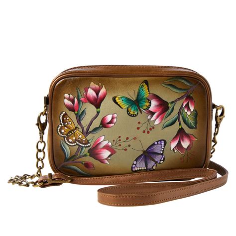 anuschka hand painted leather rfid blocking organizer crossbody bag|Anuschka Limited Edition.